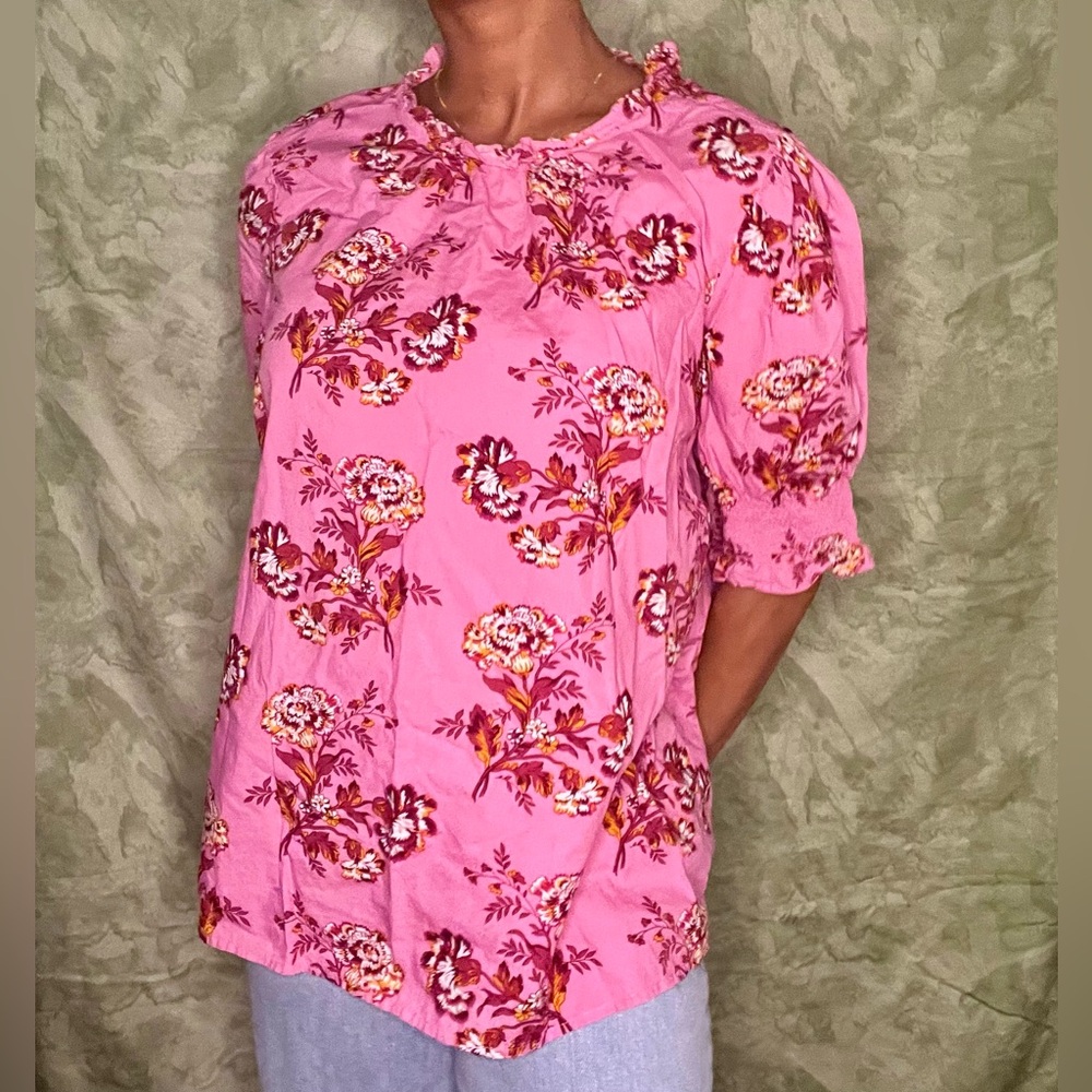 J. Crew Pink Floral Blouse
